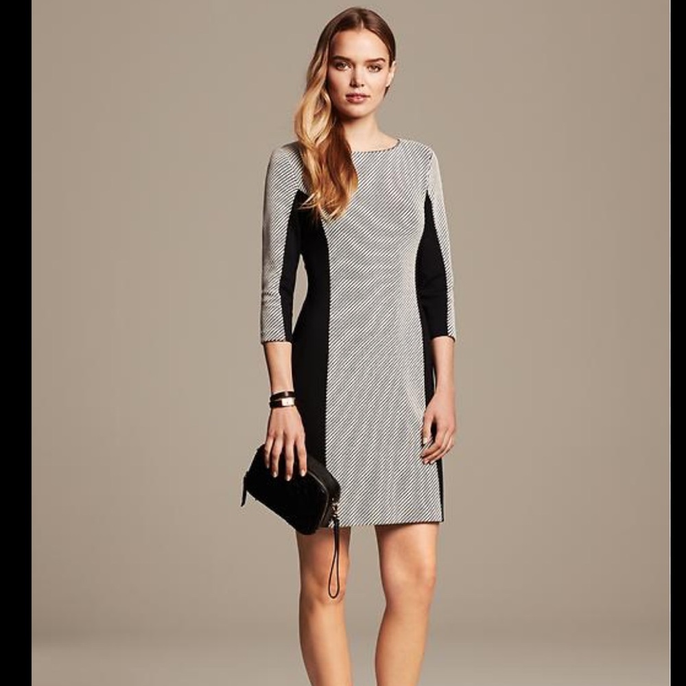Banana Republic colorblock jacquard sheath dress size 10